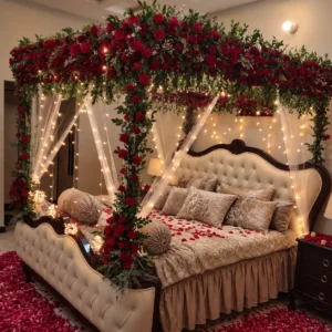Emerald Crimson Fresh Flower Canopy with Greenery