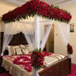 Grand Crimson Fresh Flower Canopy – Red Bridal Setup
