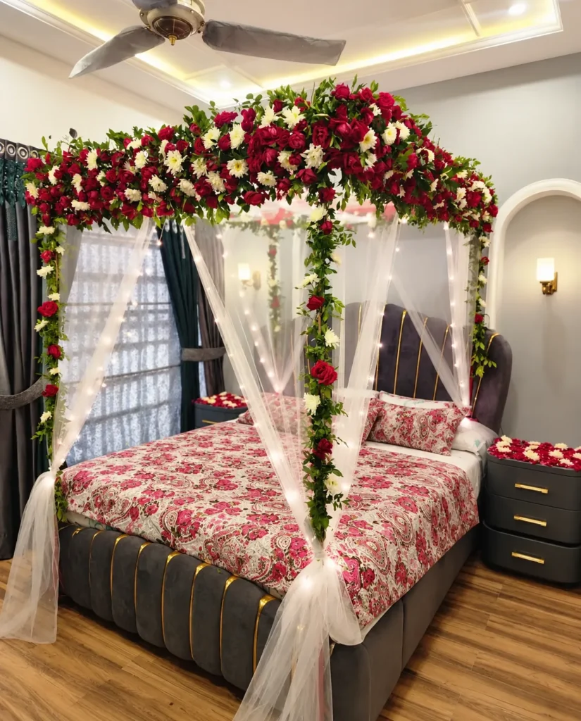 Romantic Rose Canopy Room Decoration Lahore (Premium Setup)
