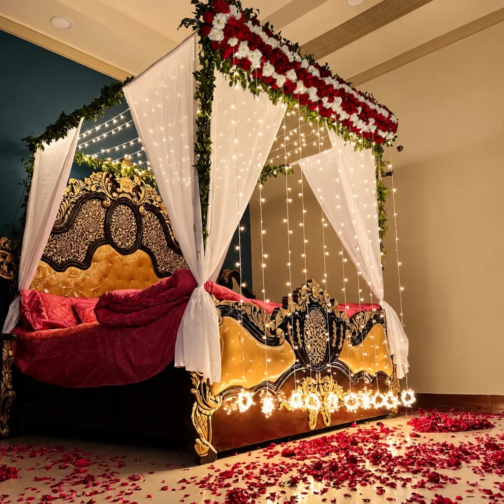 Royal Ruby Fresh Flower Canopy with Fairy Lights